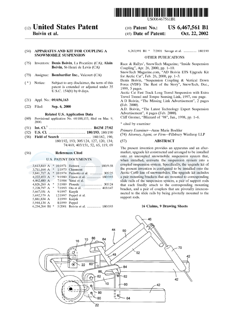Adjustable apparatus and kit for a coupled snowmobile suspension (US