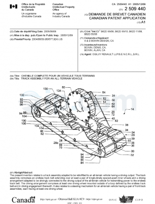 Track assembly for an all-terrain vehicle ca