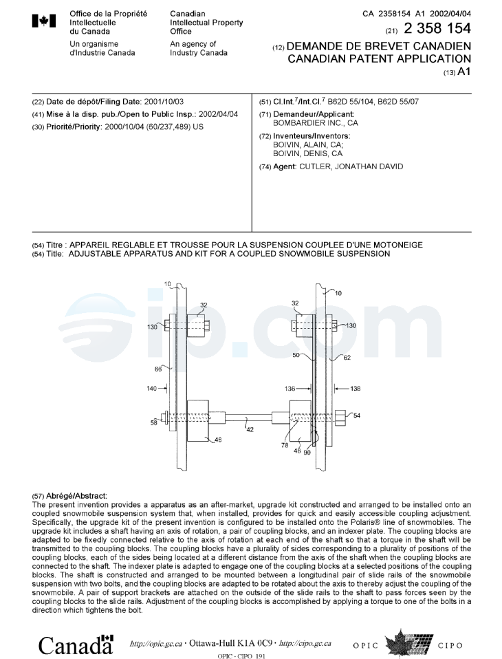 Apparatus and kit for coupling a snowmobile suspension (US) AD Boivin