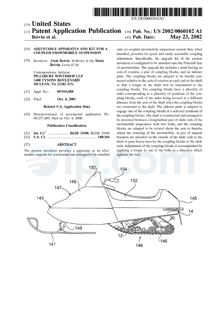 Apparatus and kit for coupling a snowmobile suspension (US) AD Boivin