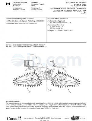 Track assembly for an all-terrain vehicle CA 3